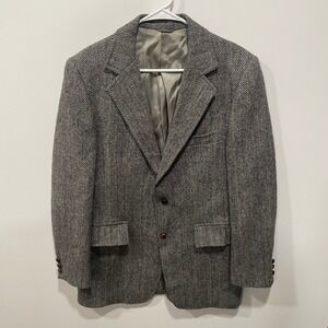 Harris Tweed Mens Blazer Jacket Herringbone Wool 40L Sport Coat